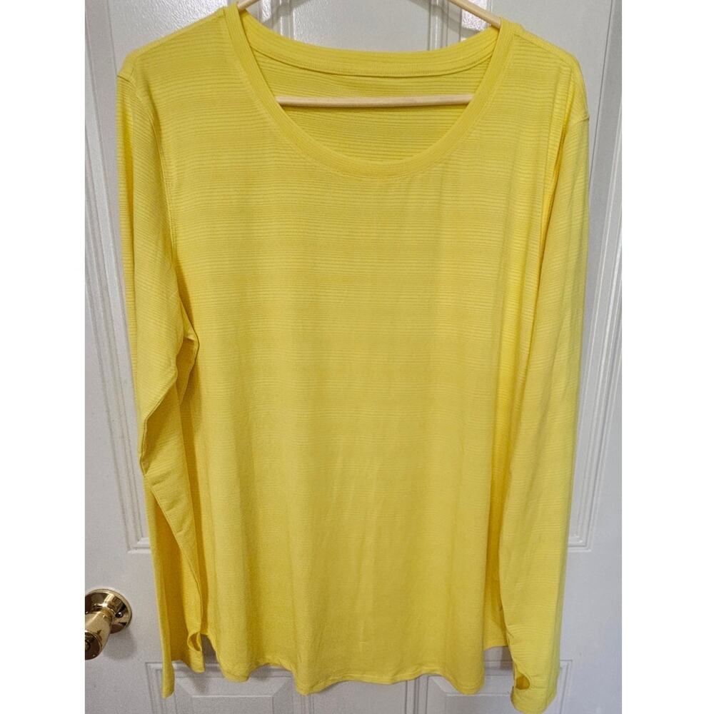 Zyia Active Subtle Stripe Long Sleeved Tee Yellow Size X-Large